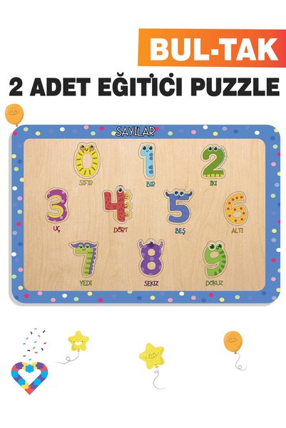 esatoys Ahşap Türkçe 2’li Set Eğitici-Öğretici Yapboz