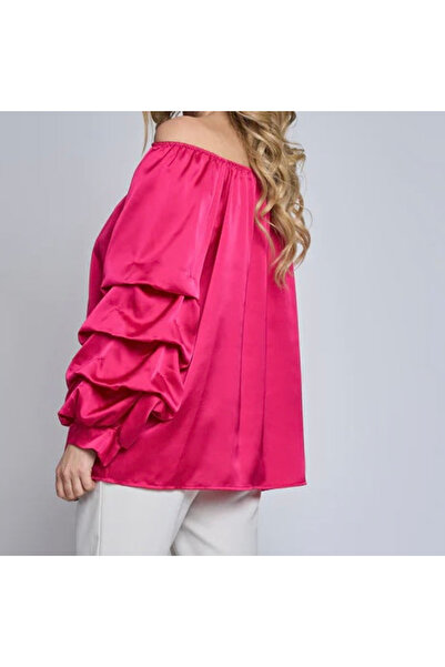 ElectraStore Bluză Satin Roz-Ciclam - 110M
