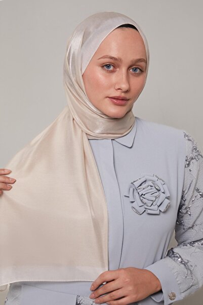 Levidor Krem Şerit Desen Kehribar Şal