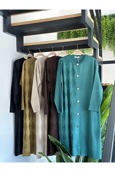 Armine Trend Baklava Desenli Hırka 25YTD4124 Koyu Taş