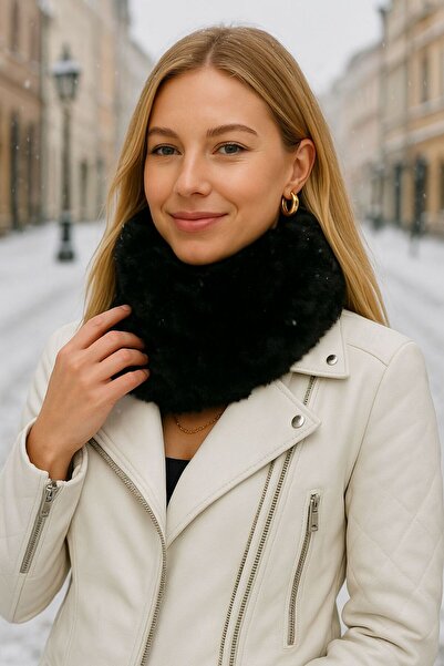 MARBERRY Guler pentru gât pentru femei cu magnet de pluș negru