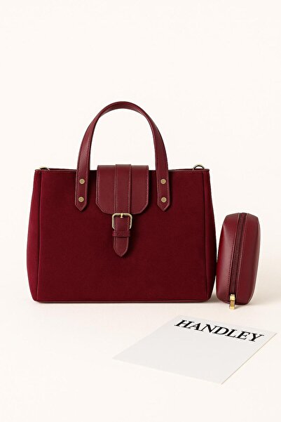 Handley Set de genți de mână și de umăr din piele de căprioară pentru femei