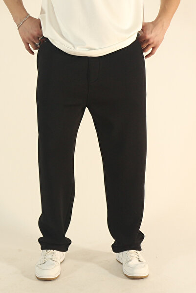 INFLUYENTE Ανδρικό φαρδύ χειμερινό φούτερ με φλις εσωτερικά, φαρδύ ύφασμα, φαρδύ πόδι