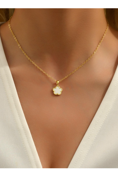 Inovius Colier cu pandantiv floare alba -60266