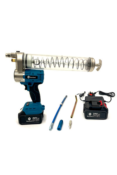 GearZone طقم مسدس شحم كهربائي، ١٢٠٠٠ رطل لكل بوصة مربعة، يعمل بالبطارية - اللون أزرق