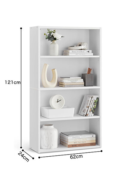 VariFurnx 4 Tier Bookcase Bookshelf Storage Shelves Open Display Rack Compartment Design Standing Shelving