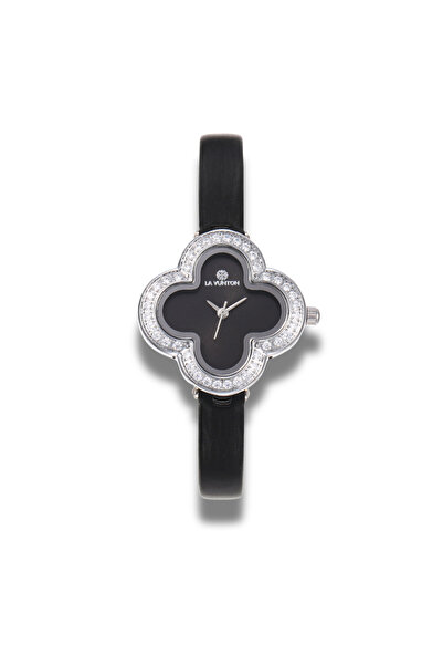 la vunton ساعة نسائية سوداء مرصّعة بالزركون – فخامة تُروى بالتفاصيل