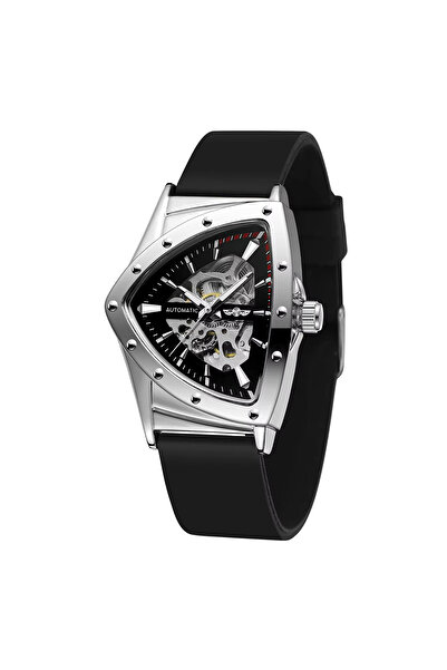 T-WINNER 8243 Black-Silver Mechanical Men's Watch – Luxury Design, 3ATM