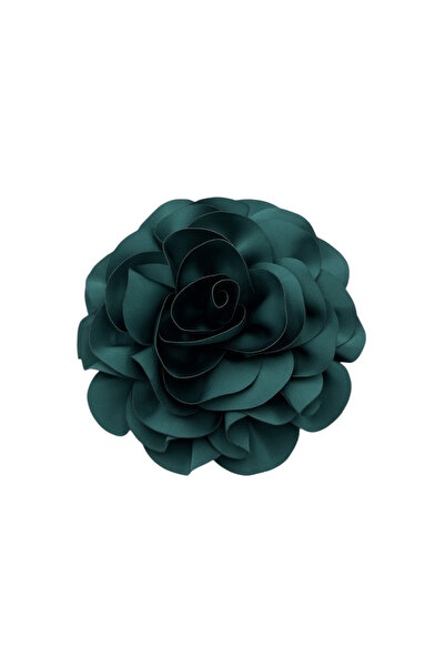 ElectraStore Broșă Overzised În Formă De Floare Forest Green