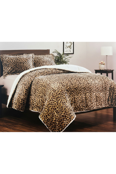 Bee Home Cheetah Printed Plush | 3-Piece Single Duvet Set