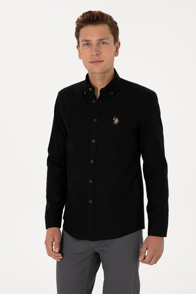 U.S. Polo Assn. Men's Black Long Sleeve Basic Shirt 50307677-Vr046