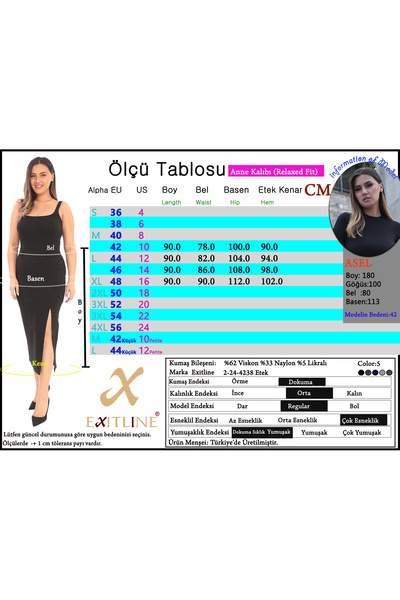 EXİTLİNE Women's Deep Slit Flexible Long Pencil Skirt Transitional Stone Color Elastic Waist