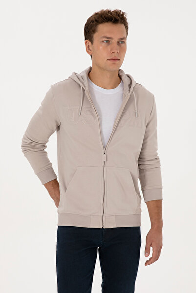 U.S. Polo Assn. Men's Stone Knitted Cardigan 50313719-Vr049