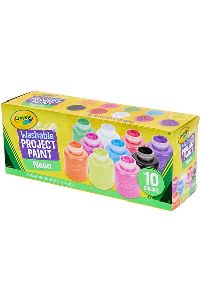Crayola Washable Project Paint Neon Set 10 Colors 2Oz