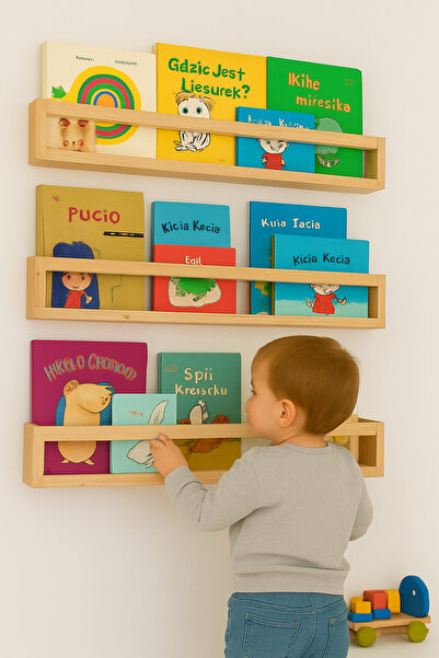 Deisor 1pcs Montessori Wooden Bookshelf - 60 cm