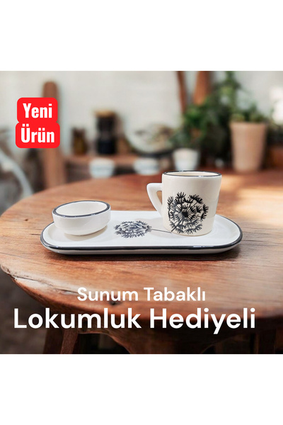 Ganita home Coffee Cup with Presentation Plate, Teacher's Day Special, Dandelion Flower Turkish Delight Cup, Gift for Single Person