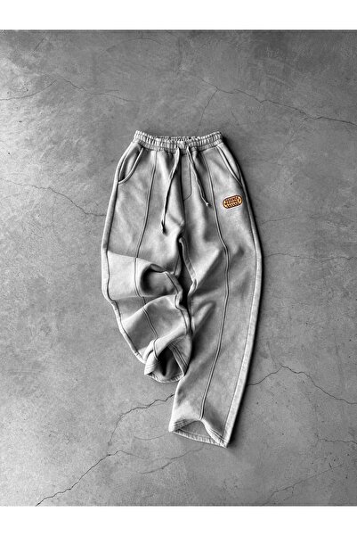 ablukaonline Ανδρική φόρμα με λεπτομέρεια μπροστινής ραφής, φαρδιά εφαρμογή, γκρι