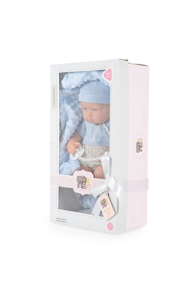 Moni Toys Realistic baby doll 41 cm with accessories – interactive toy for children 3+ years, Blue