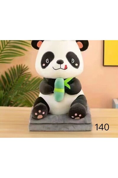 Tescomak Children's blanket and pillow set, panda plush toy, extra soft black/white, model 2