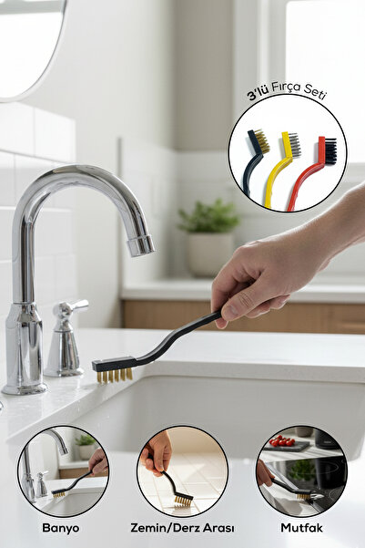 Vienev مجموعة من 3 فرش تنظيف متعددة الأغراض للشقوق والأسطح |   منظف المطبخ وا...