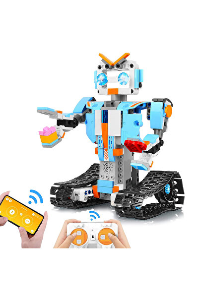RCO Interactive STEM robot building set with tracks, 351 pieces, remote control and phone control,