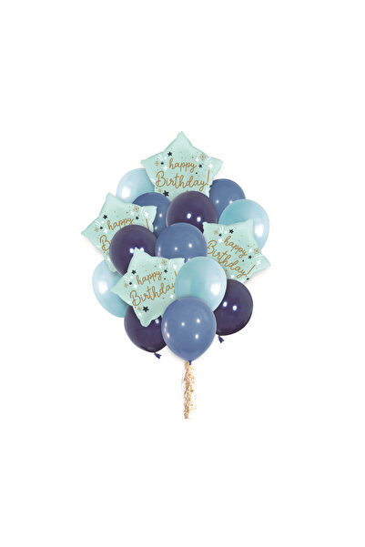 Mirific Party Set of 16 party balloons, blue, "happy birthday", PPTZ5370