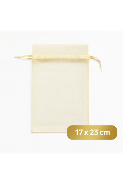 Prestij Boncuk Krem Organze Şeffaf Tül Kese 100 Adet 17x23 cm Kına Çerez Kuru...