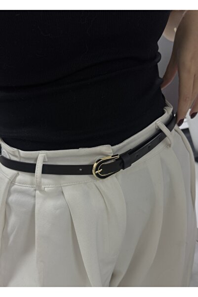 KİLİGİSTANBUL Black to Gold & Black Buckle Belt (1.50 cm Belt Width)