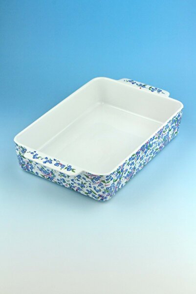 Bursa Porselen Dekor Mavi mine dikdörtgen porselen tepsi