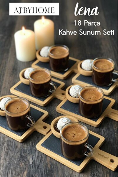 Atbyhome Bambum Lena – 18 Parça Bambu Kahve Sunum Seti Doğal Şıklıkla Sunumun