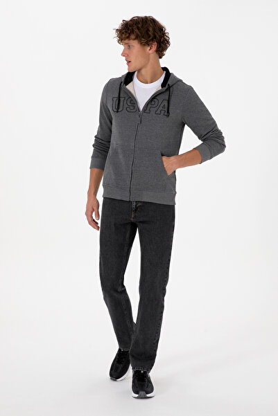 U.S. Polo Assn. Men's Anthracite Melange Knit Cardigan 50313719-VR081