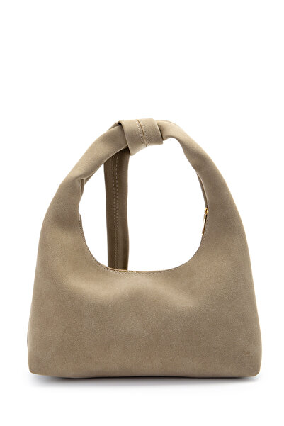 minebag Τσάντα ώμου Smitty από σουέτ με λεπτομέρεια με κορδόνια σε μπεζ χρώμα