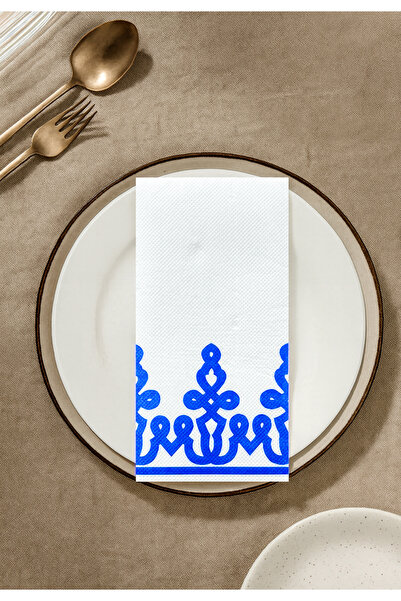 pelure store Nora Cobalt Blue Patterned 16-Piece Paper Airsoft Napkin