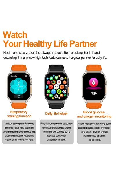 OEM Smartwatch - Non-invasive Glucose, SpO2, Heart Rate, BP, Sleep, Calls, Voice Assistant, Black