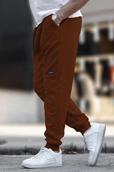 Madmext Ανδρικό φούτερ από φλις με ελαστικό πόδι Bitter Brown 6555