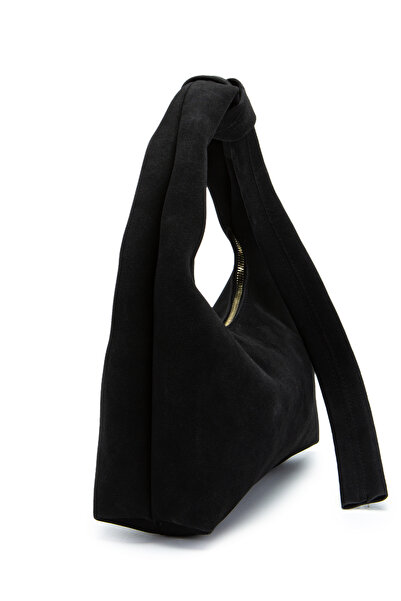minebag Suede Smitty Shoulder Bag with Belt Detail, Black