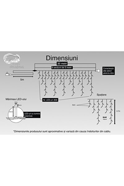 Flippy Christmas Lights - 30 m, 858 LEDs, Warm White, Flash, Interconnectable