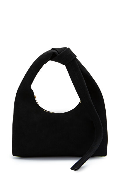minebag Suede Smitty Shoulder Bag with Belt Detail, Black