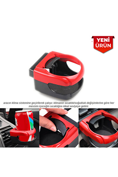 SMX Çok Amaçlı Araç İçi Bardaklık ve Küllük Tutucu Kırmızı/Siyah 1014