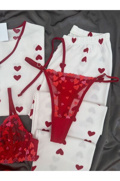 Lena Homewears Women's Ecru Waffle Premium Pajama Set with Underwear