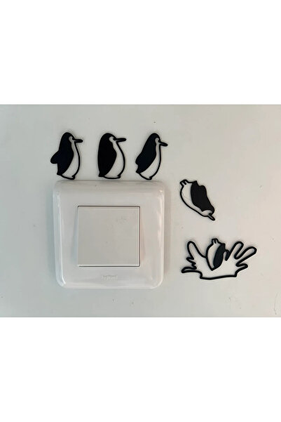 Penguen Temalı Duvar Anahtarı Kapı köşesi Süsü