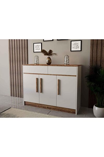 Stylish Home Modern white and brown shoe rack and cabinet - JZ01