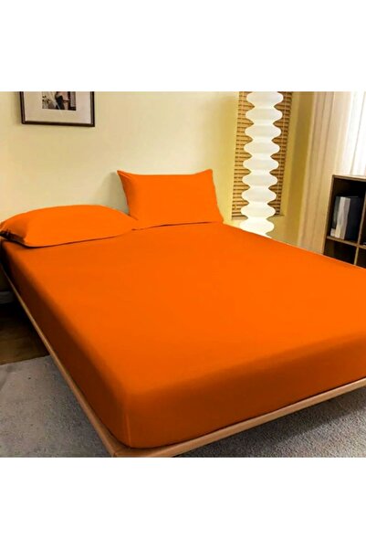 PATONE Fitted sheet, 160x200cm + 2 pillowcases, 50x70cm, cotton, orange