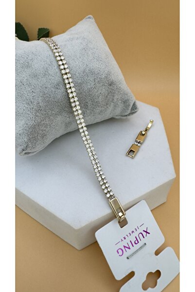 XUPING JEWELRY سوار من حجر الزركون بصفين على شكل مسار مائي