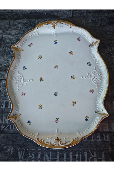 manushum 6 Kişilik Porselen Sunum Tepsisi-beyaz 1 Adet