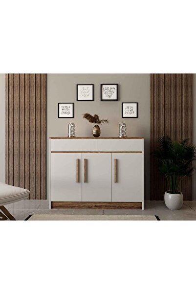 Stylish Home Modern white and brown shoe rack and cabinet - JZ01