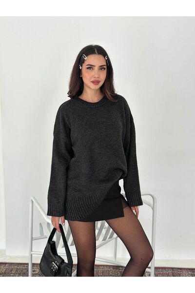 gozdefashion سترة نسائية طويلة من الموهير بياقة دائرية