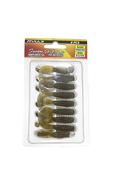 RYUJI Swim Worm 5,5cm TPR Kokulu Silikon Yem Oil Green
