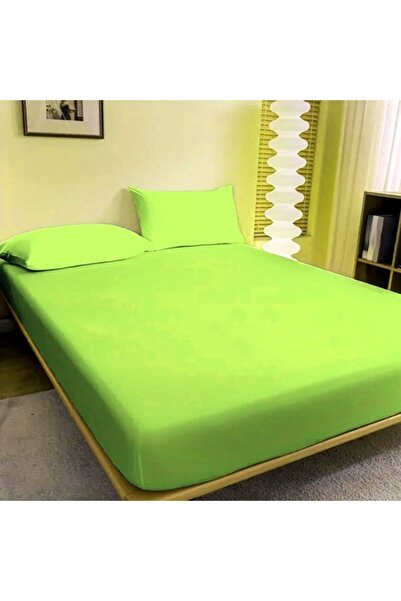 PATONE Fitted sheet, 140x200cm + 2 pillowcases, 50x70cm, cotton, green