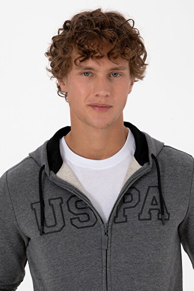 U.S. Polo Assn. Men's Anthracite Melange Knit Cardigan 50313719-VR081